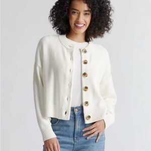 NWT Quince 100% Organic Cotton Cropped Cardigan